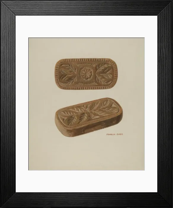 Framed Print : Carved Pinewood Mold, c. 1939. Creator: Franklyn Syres Framed Print : Carved Pinewood Mold, c. 1939. Creator: Franklyn Syres