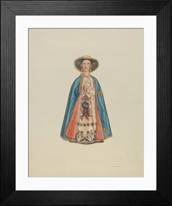 Framed Print : Wooden Santa, c. 1940. Creator: Syrena Swanson Framed Print : Wooden Santa, c. 1940. Creator: Syrena Swanson