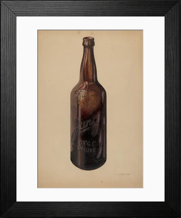 Framed Print : Beer Bottle, 1940. Creator: Herman O. Stroh Framed Print : Beer Bottle, 1940. Creator: Herman O. Stroh
