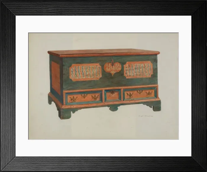 Framed Print : Pa. German Chest, c. 1940. Creator: Carl Strehlau Framed Print : Pa. German Chest, c. 1940. Creator: Carl Strehlau