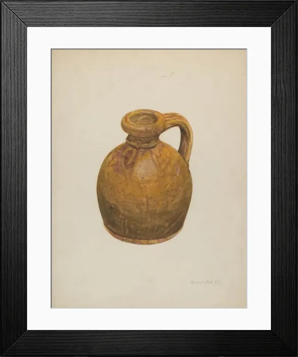 Framed Print : Yellow Stoneware Jug, 1941. Creator: Herman O. Stroh Framed Print : Yellow Stoneware Jug, 1941. Creator: Herman O. Stroh