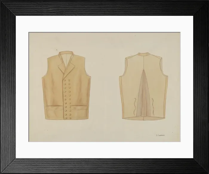 Framed Print : T. Jeffersons Vest, c. 1936. Creator: Syrena Swanson Framed Print : T. Jeffersons Vest, c. 1936. Creator: Syrena Swanson