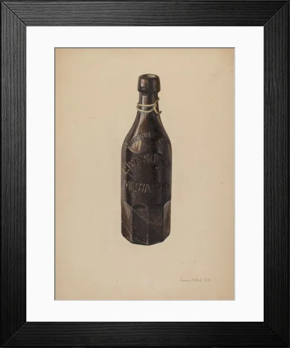 Framed Print : Weiss Beer Bottle, 1939. Creator: Herman O. Stroh