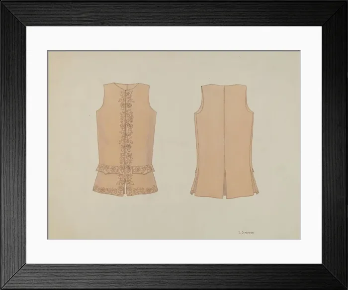 Framed Print : Boys Waistcoat, c. 1936. Creator: Syrena Swanson Framed Print : Boys Waistcoat, c. 1936. Creator: Syrena Swanson