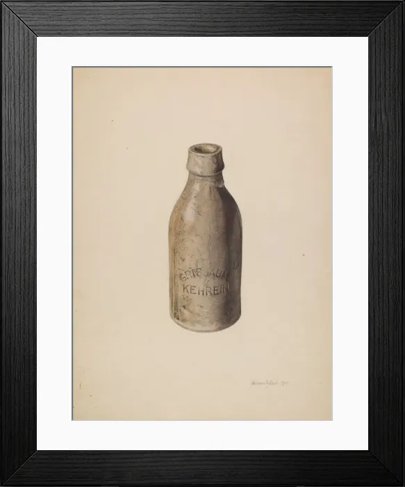 Framed Print : Stoneware Beer Bottle, 1941. Creator: Herman O. Stroh Framed Print : Stoneware Beer Bottle, 1941. Creator: Herman O. Stroh