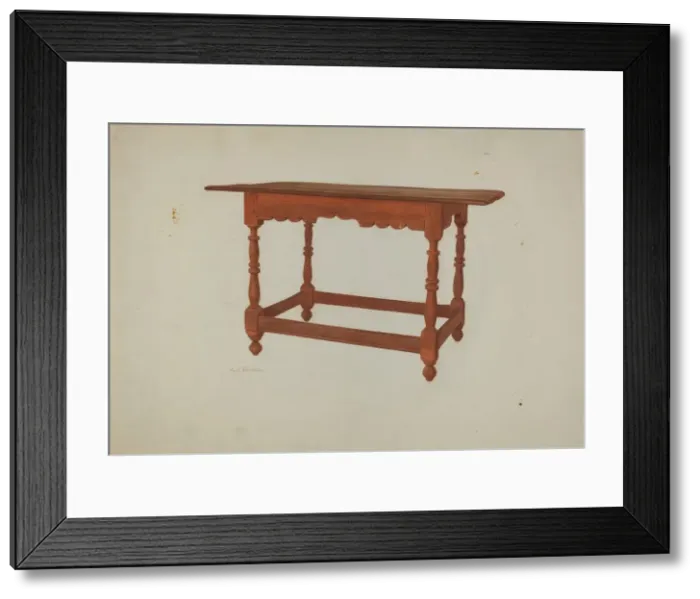 Framed Print : Pa. German Table, c. 1941. Creator: Carl Strehlau Framed Print : Pa. German Table, c. 1941. Creator: Carl Strehlau