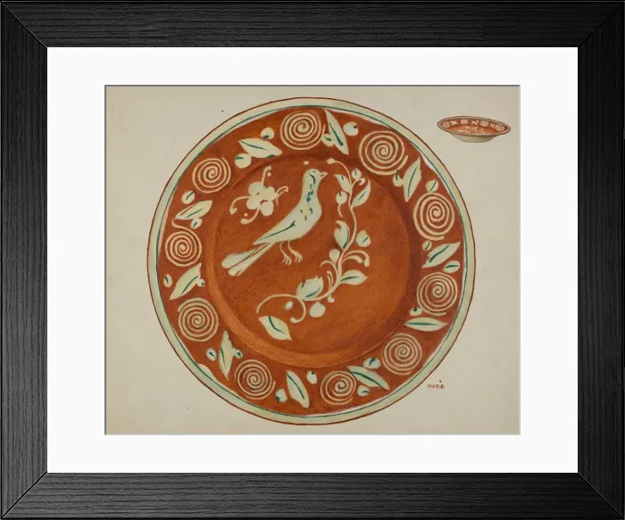 Framed Print : Pa. German Dish, c. 1936. Creator: Margaret Stottlemeyer Framed Print : Pa. German Dish, c. 1936. Creator: Margaret Stottlemeyer