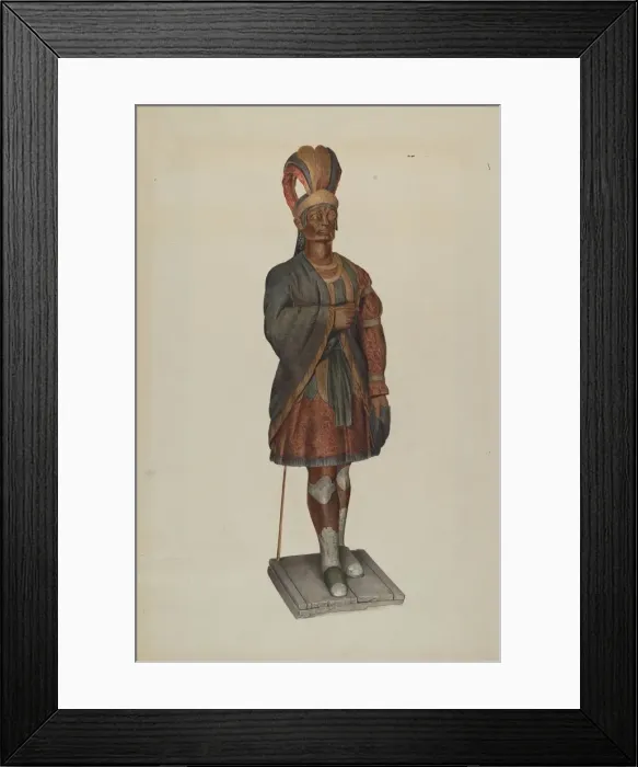 Framed Print : Cigar Store Indian, c. 1937. Creator: John Sullivan Framed Print : Cigar Store Indian, c. 1937. Creator: John Sullivan