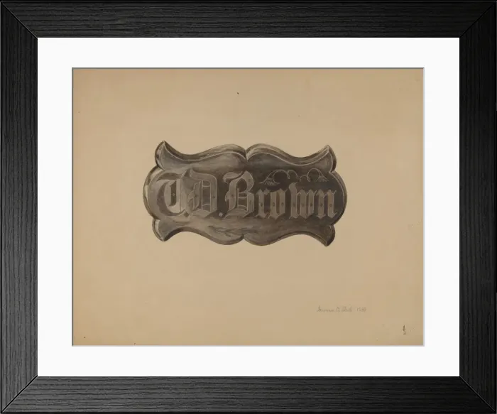 Framed Print : Door Plate, 1939. Creator: Herman O. Stroh Framed Print : Door Plate, 1939. Creator: Herman O. Stroh