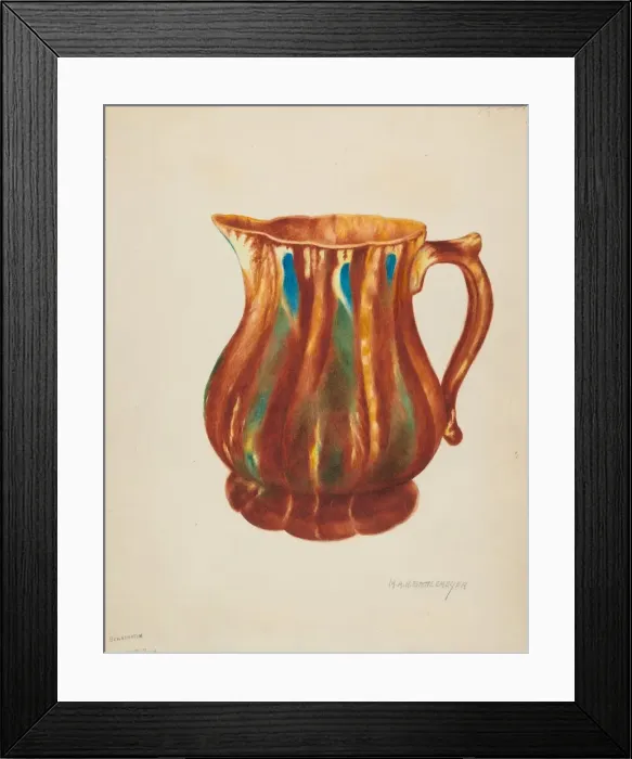 Framed Print : Bennington Pitcher, c. 1936. Creator: Margaret Stottlemeyer Framed Print : Bennington Pitcher, c. 1936. Creator: Margaret Stottlemeyer