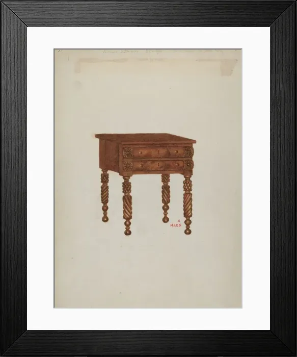 Framed Print : Mahogany Stand with Two Drawers, 1935 / 1942. Creator: Margaret Stottlemeyer Framed Print : Mahogany Stand with Two Drawers, 1935 / 1942. Creator: Margaret Stottlemeyer