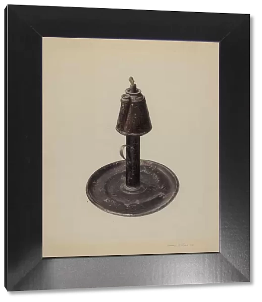Whale Oil Lamp, 1938. Creator: Herman O. Stroh