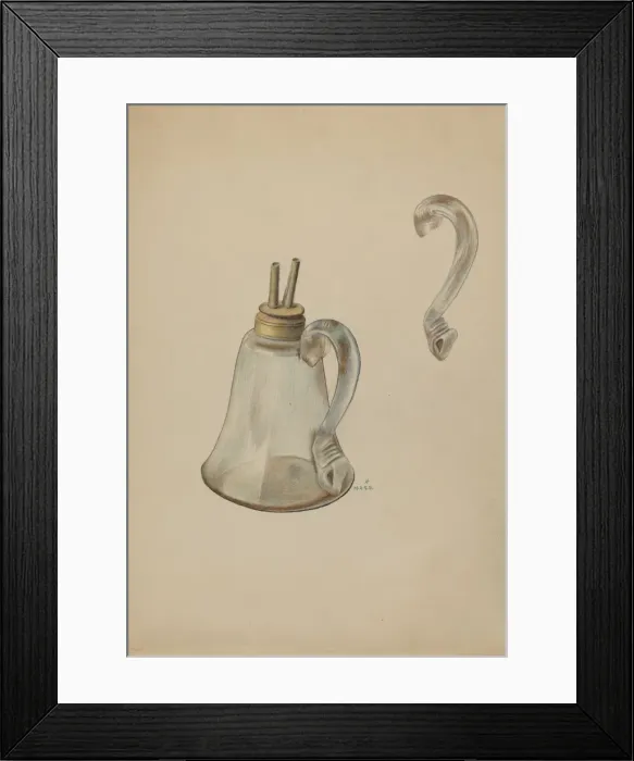 Framed Print : Whale Oil Lamp, c. 1936. Creator: Margaret Stottlemeyer Framed Print : Whale Oil Lamp, c. 1936. Creator: Margaret Stottlemeyer