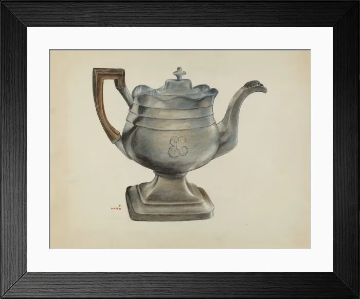 Framed Print : Silver Coffee Pot, c. 1936. Creator: Margaret Stottlemeyer Framed Print : Silver Coffee Pot, c. 1936. Creator: Margaret Stottlemeyer