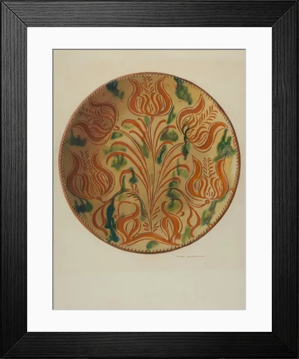 Framed Print : Pa. German Plate, c. 1938. Creator: Carl Strehlau Framed Print : Pa. German Plate, c. 1938. Creator: Carl Strehlau