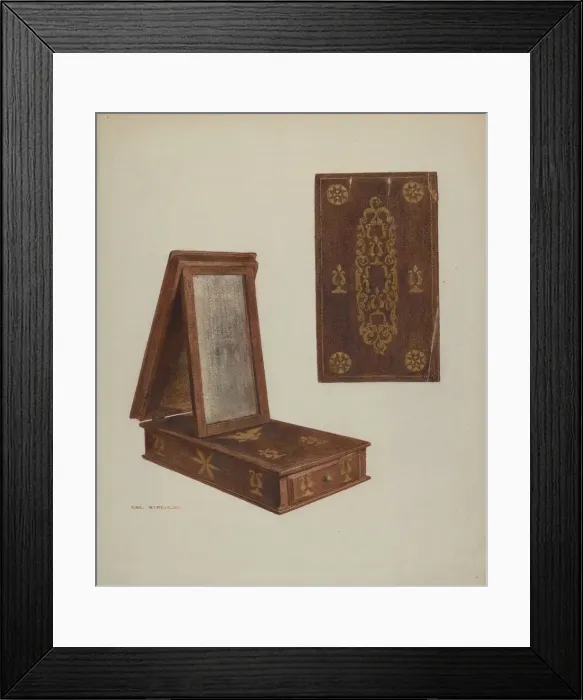 Framed Print : Pa. German Toilet Box, c. 1939. Creator: Carl Strehlau Framed Print : Pa. German Toilet Box, c. 1939. Creator: Carl Strehlau
