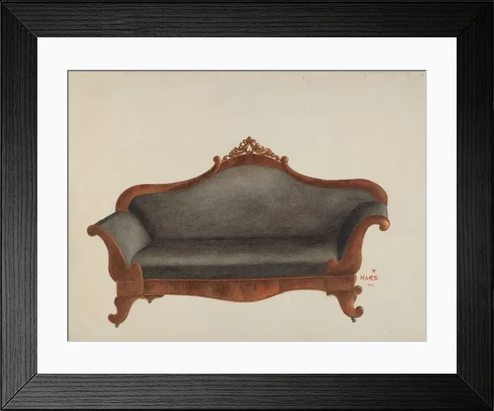 Framed Print : Sofa, c. 1938. Creator: Margaret Stottlemeyer Framed Print : Sofa, c. 1938. Creator: Margaret Stottlemeyer