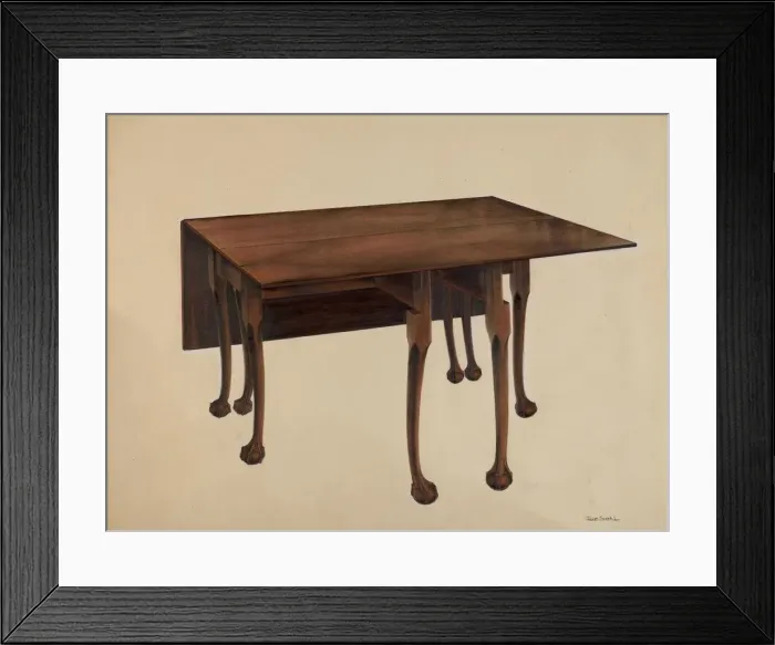 Framed Print : Gate-legged Table, Ball & Claw Feet, c. 1938. Creator: Joseph Sudek Framed Print : Gate-legged Table, Ball & Claw Feet, c. 1938. Creator: Joseph Sudek