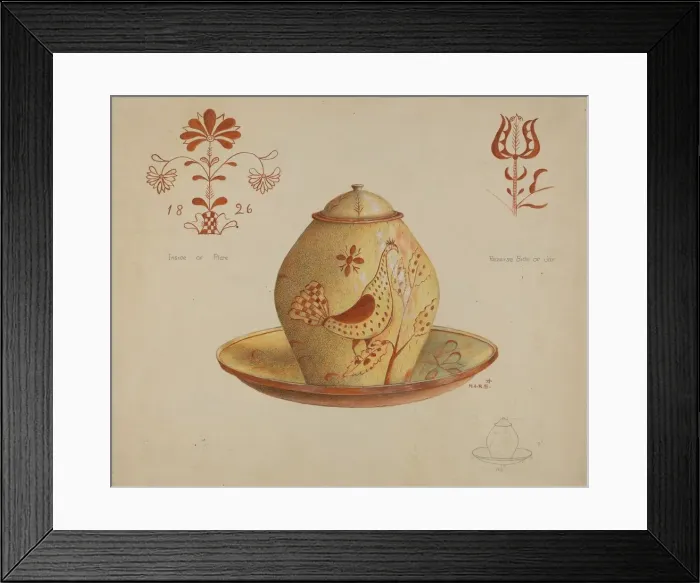 Framed Print : Pa. German Covered Jar, 1935 / 1942. Creator: Margaret Stottlemeyer Framed Print : Pa. German Covered Jar, 1935 / 1942. Creator: Margaret Stottlemeyer