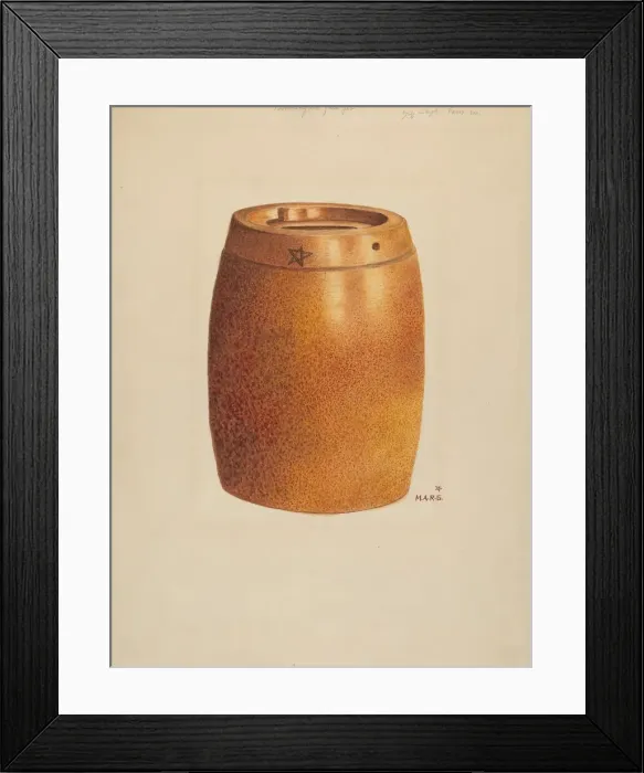Framed Print : Stone Fruit Jar with Star, c. 1936. Creator: Margaret Stottlemeyer Framed Print : Stone Fruit Jar with Star, c. 1936. Creator: Margaret Stottlemeyer