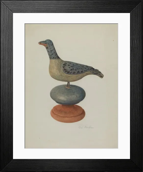 Framed Print : Pa. German Carved Bird, c. 1940. Creator: Carl Strehlau Framed Print : Pa. German Carved Bird, c. 1940. Creator: Carl Strehlau
