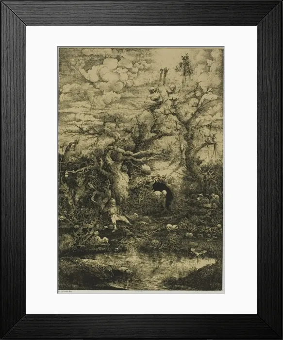Framed Print : The Comedy of Death (La comedie de la mort), 1854. Creator: Rodolphe Bresdin Framed Print : The Comedy of Death (La comedie de la mort), 1854. Creator: Rodolphe Bresdin