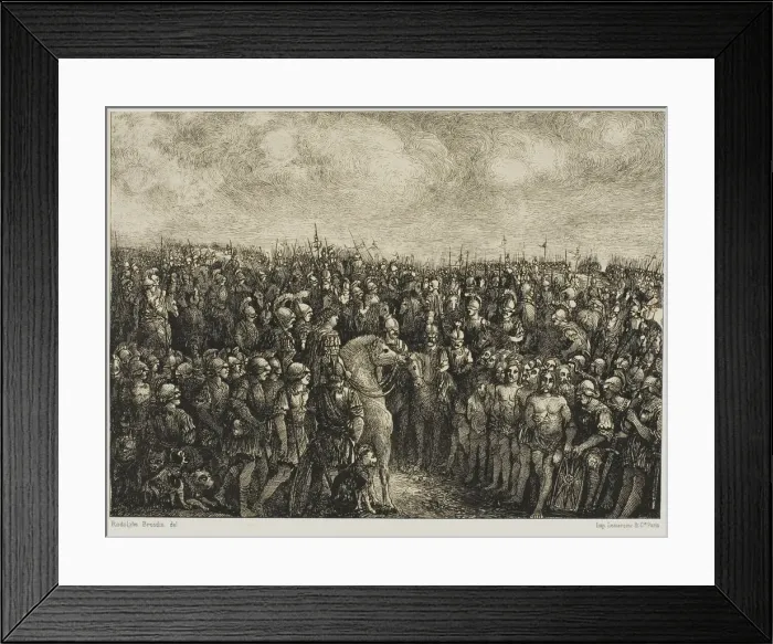 Framed Print : Caesar and His Prisoners, 1878. Creator: Rodolphe Bresdin Framed Print : Caesar and His Prisoners, 1878. Creator: Rodolphe Bresdin