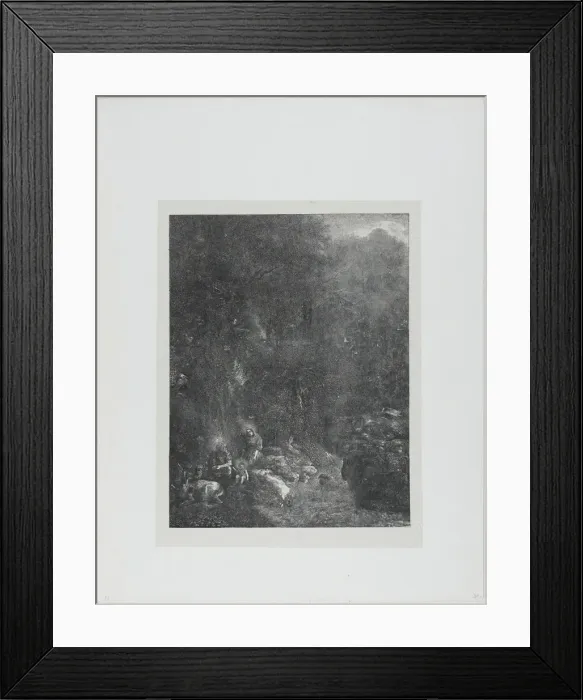 Framed Print : The Holy Family with Deer, 1871. Creator: Rodolphe Bresdin Framed Print : The Holy Family with Deer, 1871. Creator: Rodolphe Bresdin