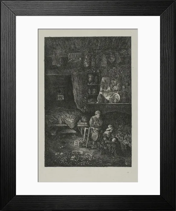 Framed Print : Flemish Interior, 1856. Creator: Rodolphe Bresdin Framed Print : Flemish Interior, 1856. Creator: Rodolphe Bresdin