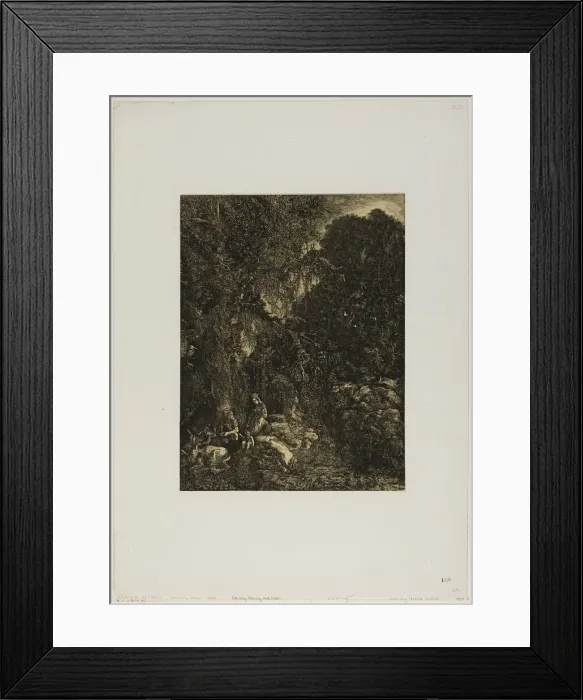 Framed Print : Holy Family with Deer, 1871. Creator: Rodolphe Bresdin Framed Print : Holy Family with Deer, 1871. Creator: Rodolphe Bresdin