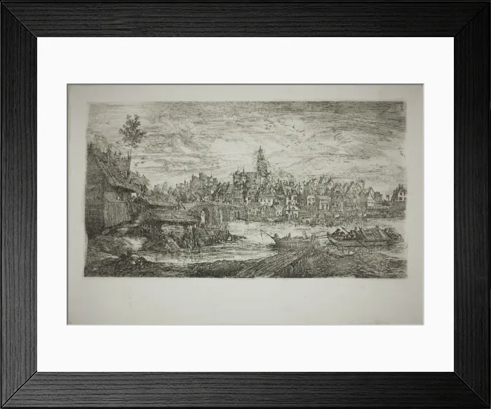 Framed Print : City with Stone Bridge, 1865. Creator: Rodolphe Bresdin Framed Print : City with Stone Bridge, 1865. Creator: Rodolphe Bresdin