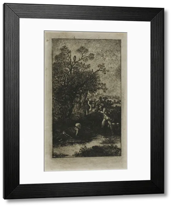 Framed Print : Hunters Surprised by Death, 1857. Creator: Rodolphe Bresdin Framed Print : Hunters Surprised by Death, 1857. Creator: Rodolphe Bresdin