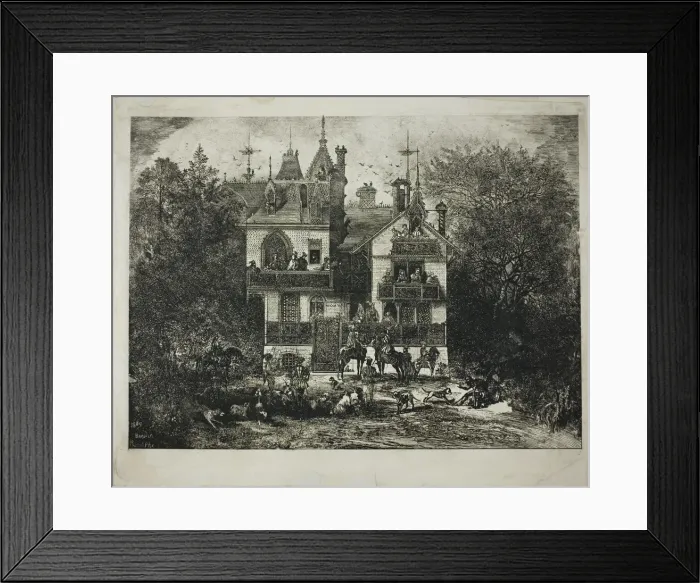 Framed Print : Departure for the Hunt, 1869. Creator: Rodolphe Bresdin Framed Print : Departure for the Hunt, 1869. Creator: Rodolphe Bresdin