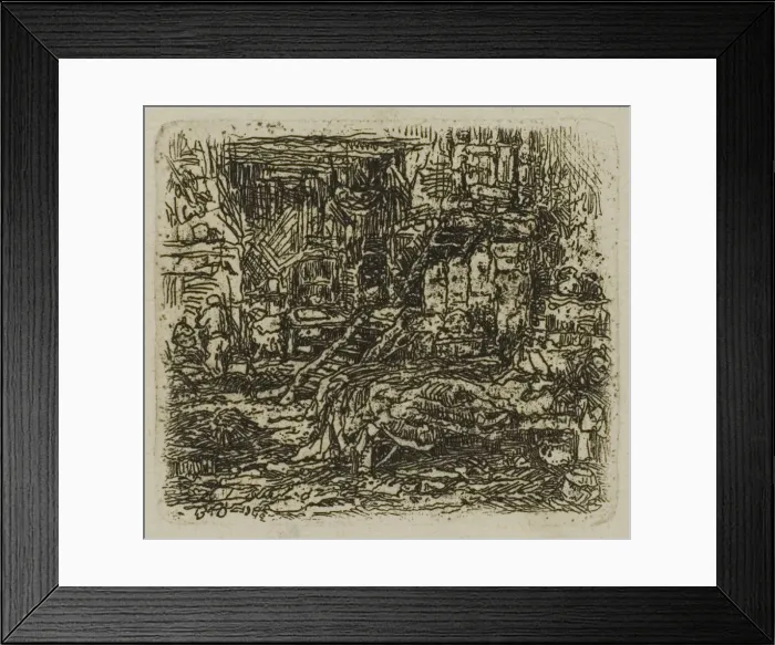 Framed Print : Interior of a Farmhouse, 1843. Creator: Rodolphe Bresdin Framed Print : Interior of a Farmhouse, 1843. Creator: Rodolphe Bresdin
