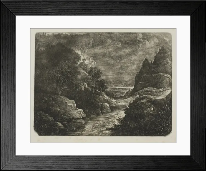 Framed Print : The Stream in the Gorge, 1871. Creator: Rodolphe Bresdin Framed Print : The Stream in the Gorge, 1871. Creator: Rodolphe Bresdin