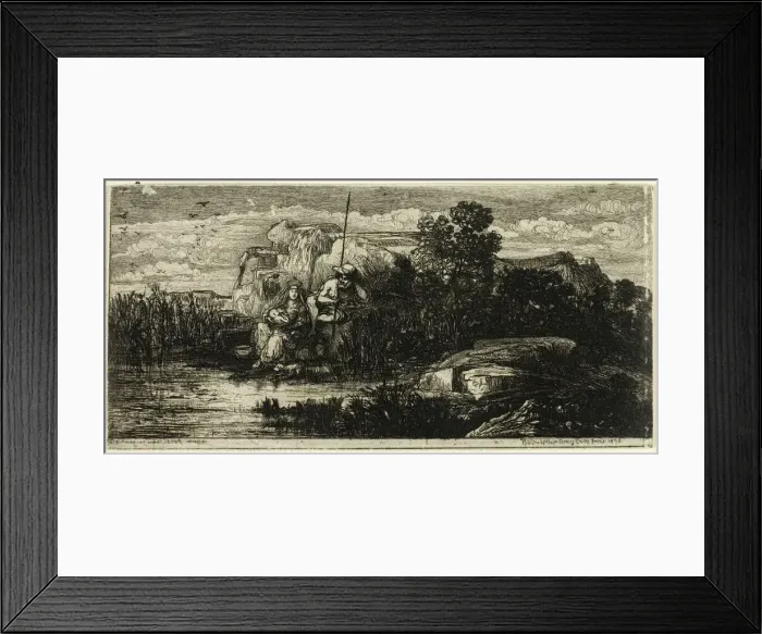 Framed Print : The Holy Family with Pole, 1858. Creator: Rodolphe Bresdin Framed Print : The Holy Family with Pole, 1858. Creator: Rodolphe Bresdin