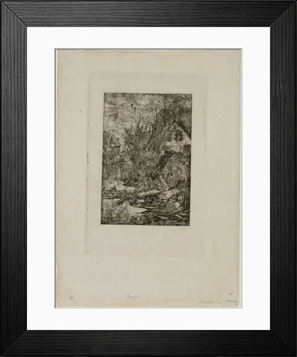 Framed Print : Entering a Village, from Revue Fantaisiste, 1861. Creator: Rodolphe Bresdin Framed Print : Entering a Village, from Revue Fantaisiste, 1861. Creator: Rodolphe Bresdin