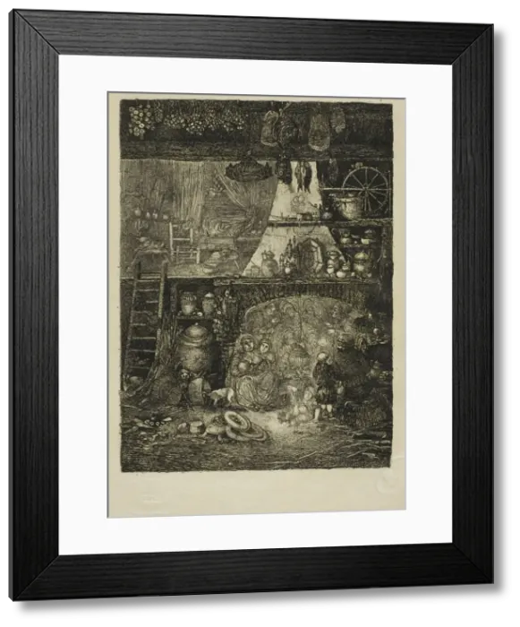 Framed Print : Interior, Peasant House in Haute-Garonne, 1858. Creator: Rodolphe Bresdin Framed Print : Interior, Peasant House in Haute-Garonne, 1858. Creator: Rodolphe Bresdin