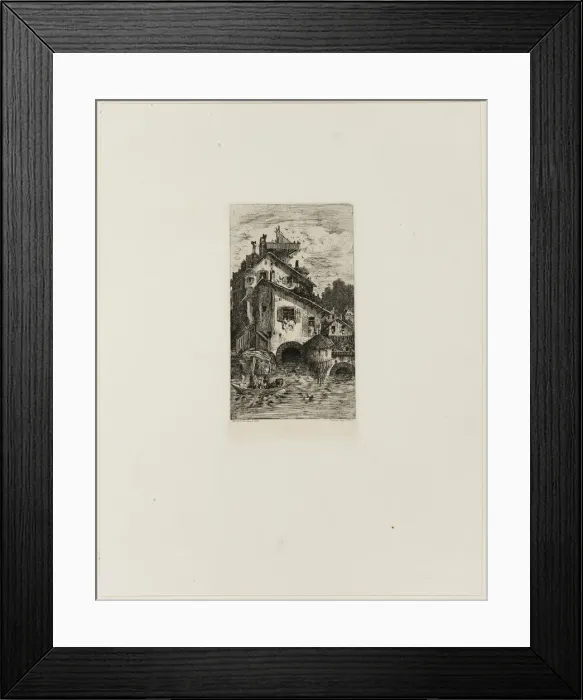 Framed Print : Watermill, 1866. Creator: Rodolphe Bresdin Framed Print : Watermill, 1866. Creator: Rodolphe Bresdin