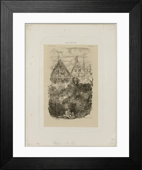 Framed Print : The Neighborhood, from Revue Fantaisiste, 1861. Creator: Rodolphe Bresdin Framed Print : The Neighborhood, from Revue Fantaisiste, 1861. Creator: Rodolphe Bresdin