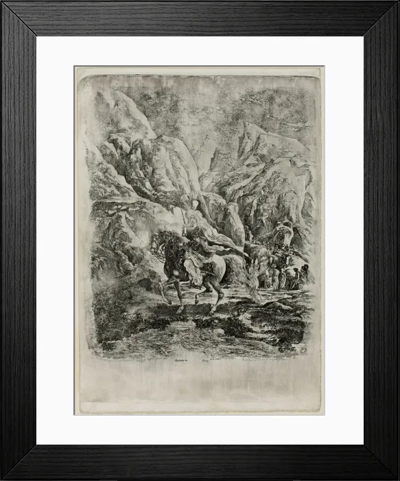 Framed Print : Oriental Rider in the Mountains, 1866. Creator: Rodolphe Bresdin Framed Print : Oriental Rider in the Mountains, 1866. Creator: Rodolphe Bresdin