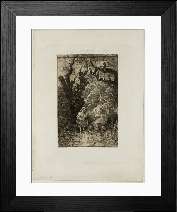 Framed Print : Death and the Young Mother, from Revue Fantaisiste, 1861. Creator: Rodolphe Bresdin Framed Print : Death and the Young Mother, from Revue Fantaisiste, 1861. Creator: Rodolphe Bresdin