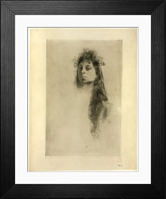 Framed Print : Head of a Woman with Long Hair, n. d. Creator: Robert Frederick Blum Framed Print : Head of a Woman with Long Hair, n. d. Creator: Robert Frederick Blum