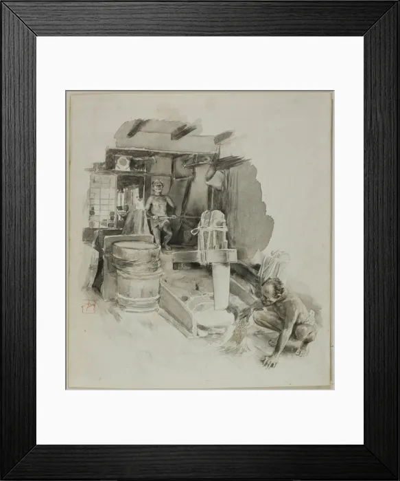 Framed Print : Pestling the Paddy, n. d. Creator: Robert Frederick Blum Framed Print : Pestling the Paddy, n. d. Creator: Robert Frederick Blum