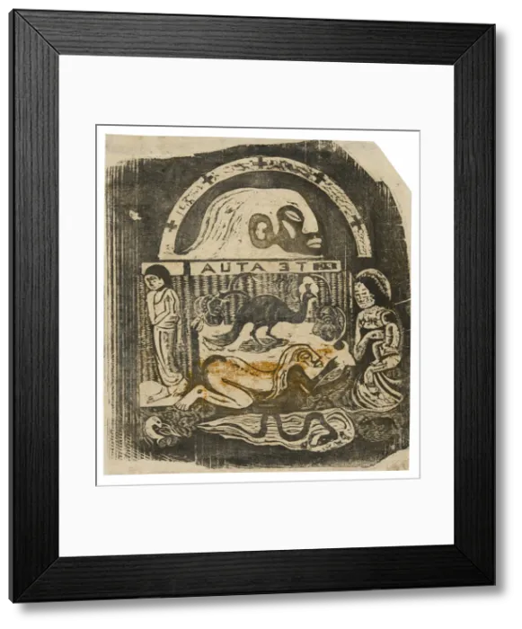 Framed Print : Te atua (The God), from the Suite of Late Wood-Block Prints, 1898 / 99 Framed Print : Te atua (The God), from the Suite of Late Wood-Block Prints, 1898 / 99