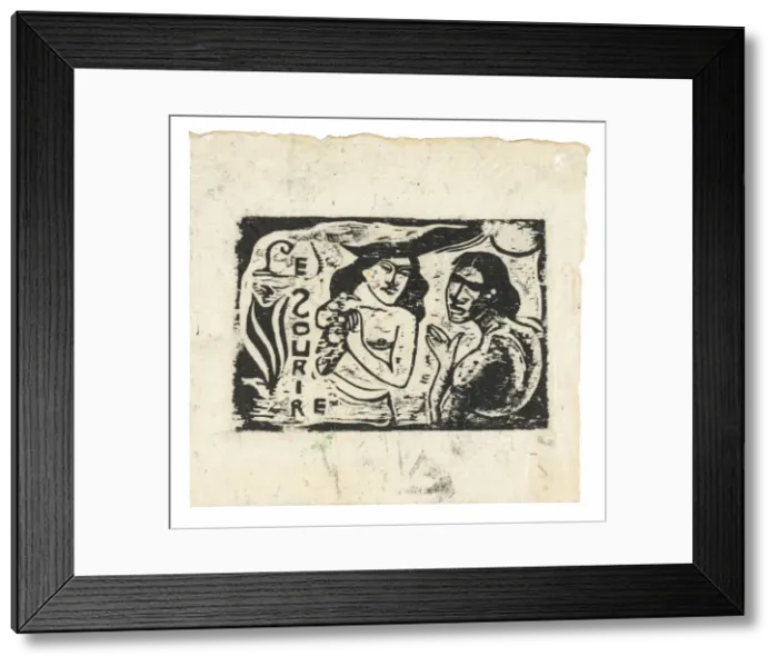 Framed Print : Two Women Chattering, headpiece for Le Sourire, 1900. Creator: Paul Gauguin