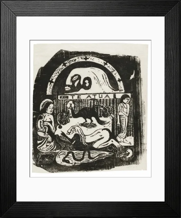 Framed Print : Te atua (The God), from the Suite of Late Wood-Block Prints, 1898 / 99 Framed Print : Te atua (The God), from the Suite of Late Wood-Block Prints, 1898 / 99