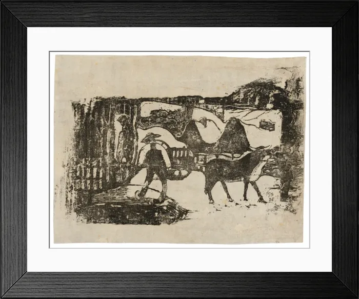 Framed Print : The Ox Cart, from the Suite of Late Wood-Block Prints, 1898 / 99. Creator: Paul Gauguin Framed Print : The Ox Cart, from the Suite of Late Wood-Block Prints, 1898 / 99. Creator: Paul Gauguin