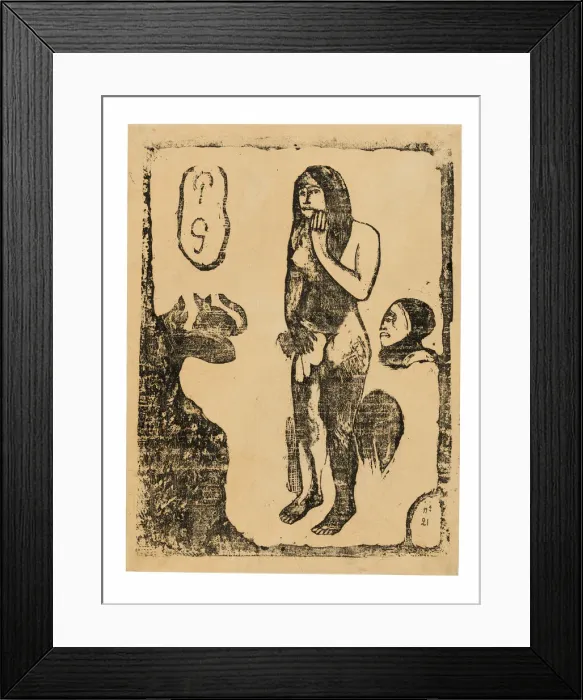 Framed Print : Eve, from the Suite of Late Wood-Block Prints, 1898  /  99. Creator: Paul Gauguin