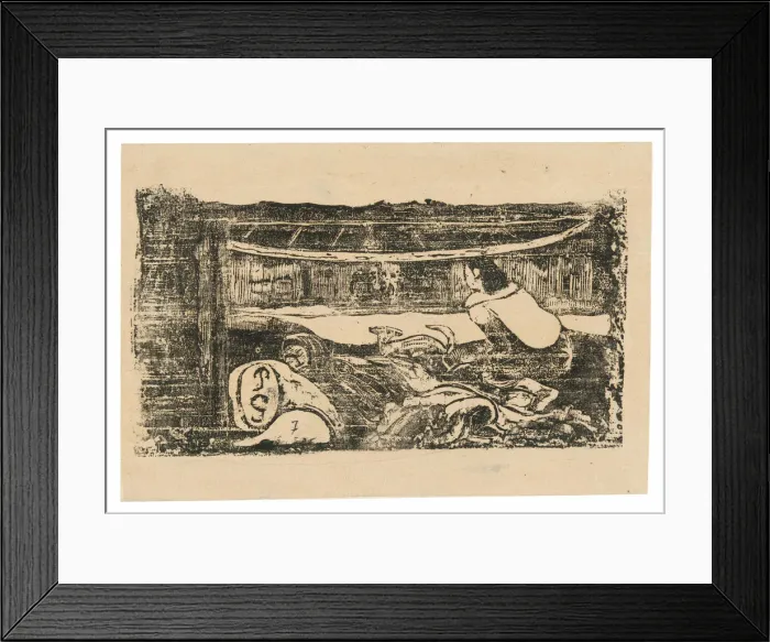 Framed Print : Interior of a Tahitian Hut, from the Suite of Late Wood-Block Prints, 1898 / 99 Framed Print : Interior of a Tahitian Hut, from the Suite of Late Wood-Block Prints, 1898 / 99